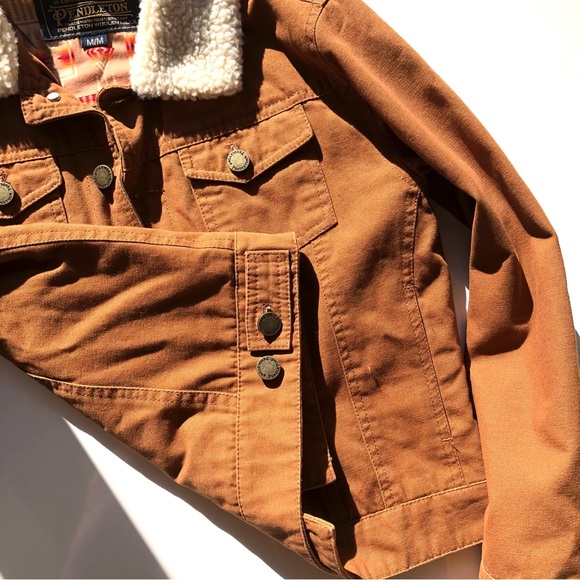 Pendleton Brown Crop Jean Jacket with Sherpa Collar - Picture 7 of 10